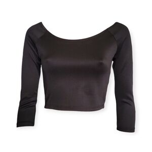 Guess Stretch Crop Top Long Sleeves black small